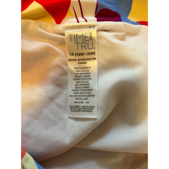 NWT Time & Tru Women's High Waist Bikini Bottoms Floral Bright Size 1X (16W-18W) - Picture 4 of 5